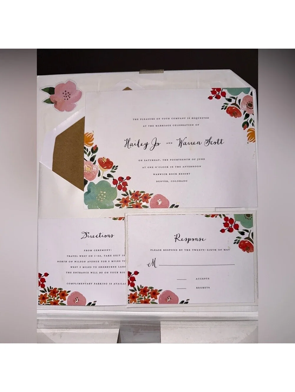 NEW Customizable Wedding Invitation & RSVP & Direction & Envelopes 30 Sets 180pc